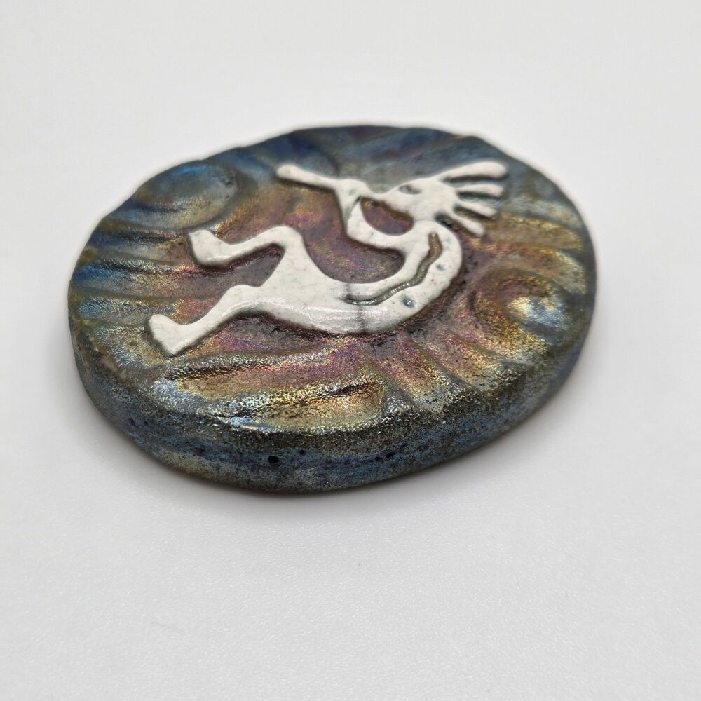 Vintage Kokopelli Raku Pottery Pocket Stone “I Am Bountiful” w/ Gift Bag - Picture 4 of 5